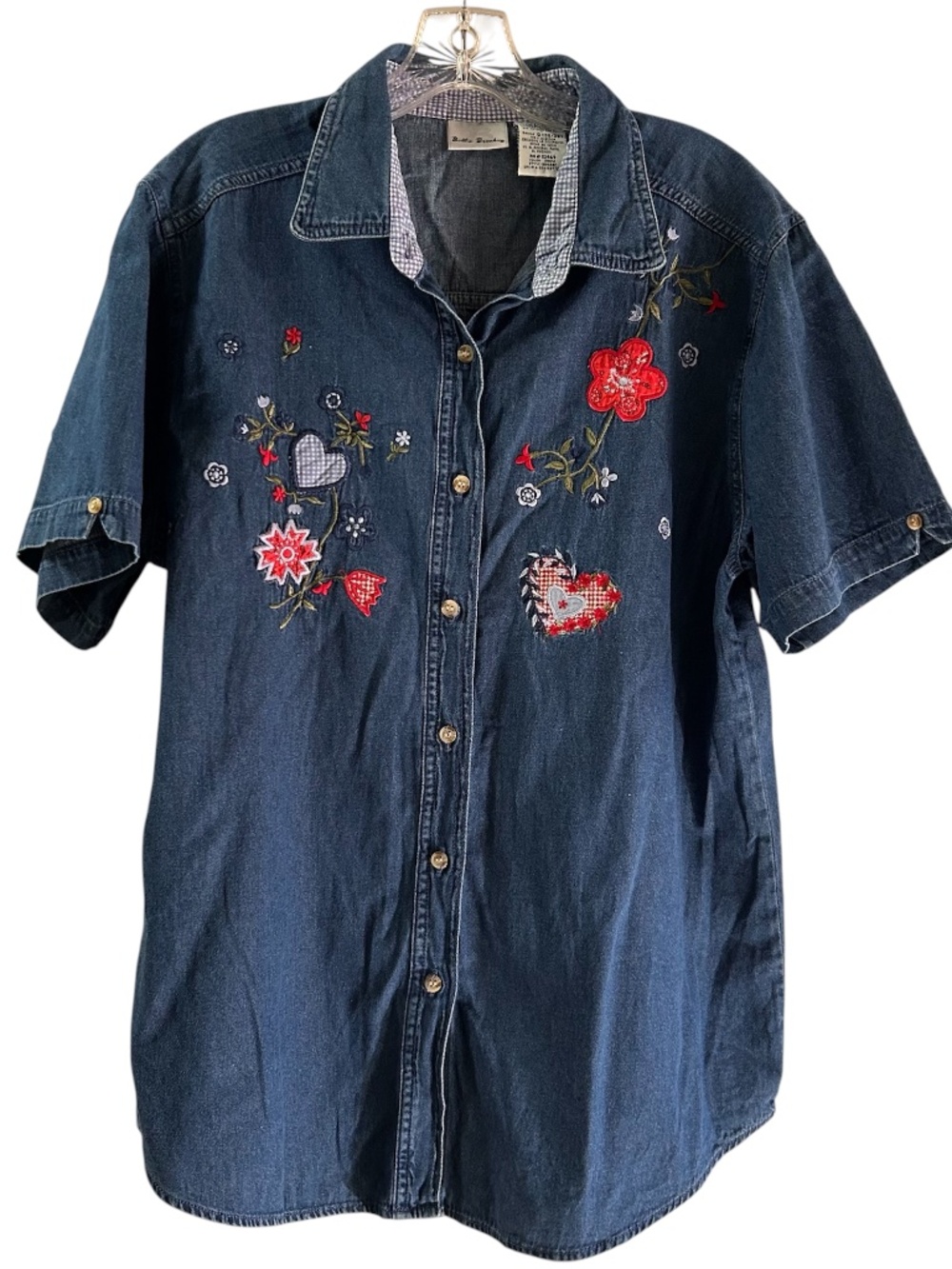 Women's Vintage Cottagecore Bobbie Brooks 100% Cotton Denim Shirt Size L
